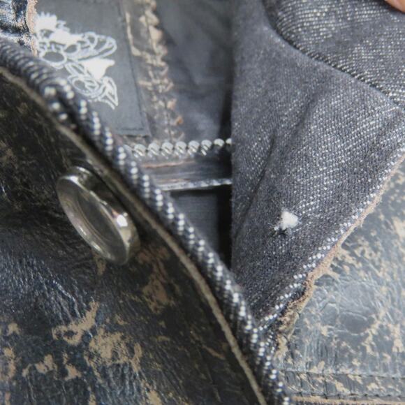 90s Vintage Brown Distressed Leather Jacket Moto Biker Jacket Medium - Picture 6 of 7